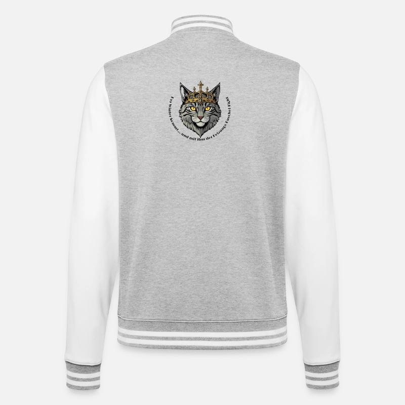 Roi Chat avec Couronne - Veste Teddy - gris chiné / blanc