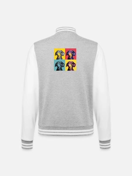 Pop Art Dachshund Quad - College Sweat Jacket - heather grey/white