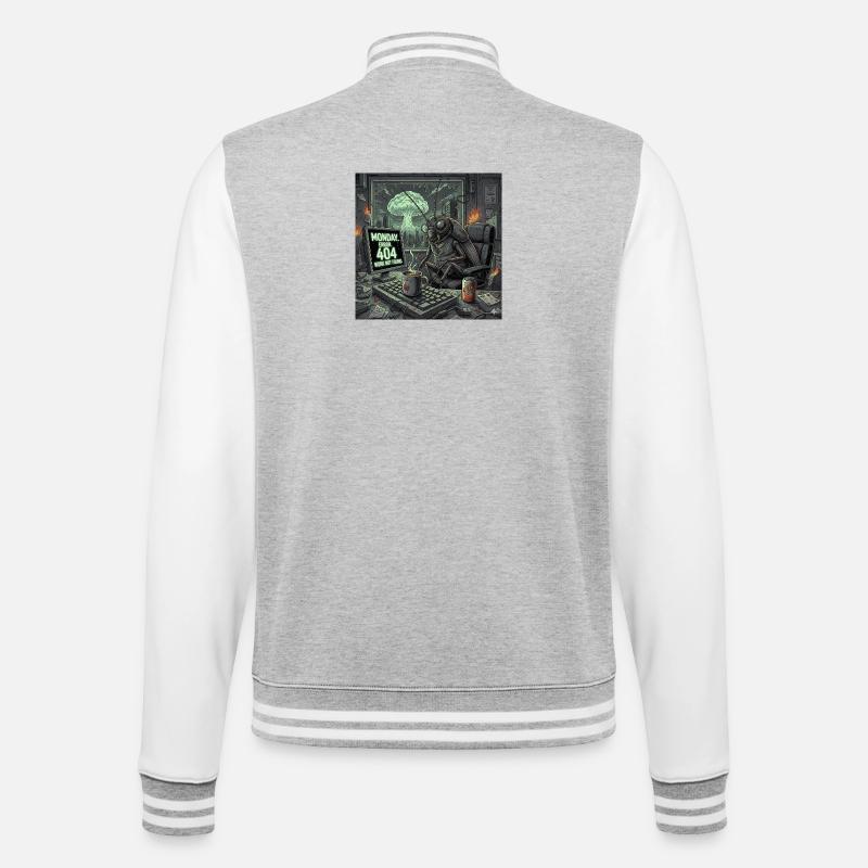 Post-Apocalyptic Monday - Roach Office Crisis - College Sweat Jacket - heather grey/white