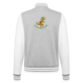 Frucht-Dino mit Obstkranz - College-Sweatjacke - Grau meliert/Weiß - Hinten - Marisol (170cm)