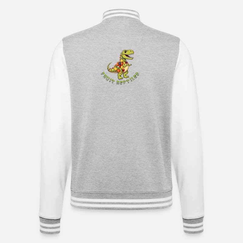 Fruit Dino with Fruit Wreath - College Sweat Jacket - heather grey/white