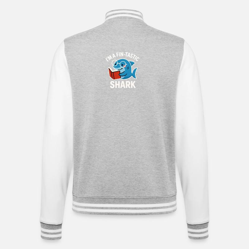 Fin-Tastic Shark lit un livre - Veste Teddy - gris chiné / blanc