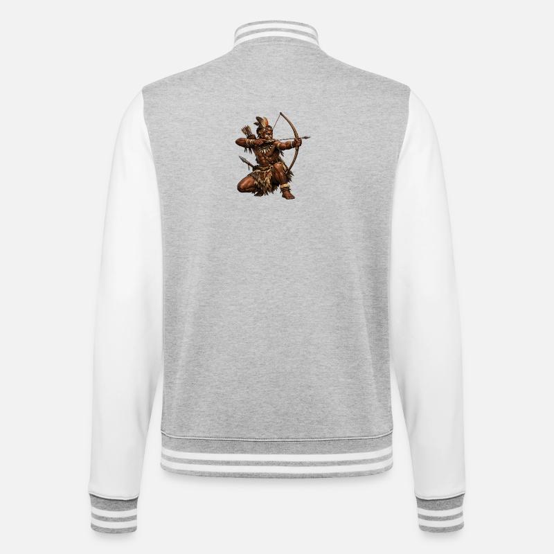 Bogenjäger der Wildnis - College-Sweatjacke - Grau meliert/Weiß