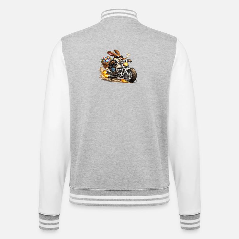 Easter bunny on motorcycle - College Sweat Jacket - heather grey/white