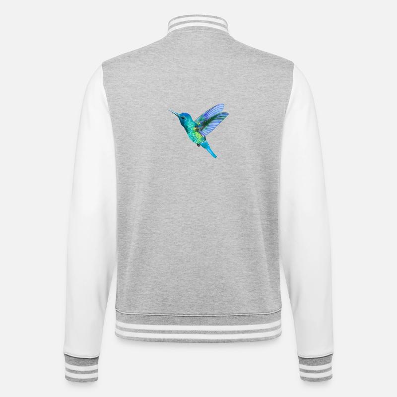 Nordic Print - Kolibri - Blue - College Sweat Jacket - heather grey/white