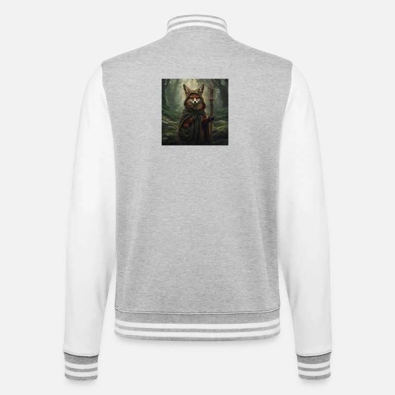 Forest Fox in Druid Cape - College Sweat Jacket - heather grey/white