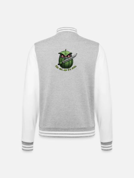 Watermelon Ninja: A Cut End - College Sweat Jacket - heather grey/white