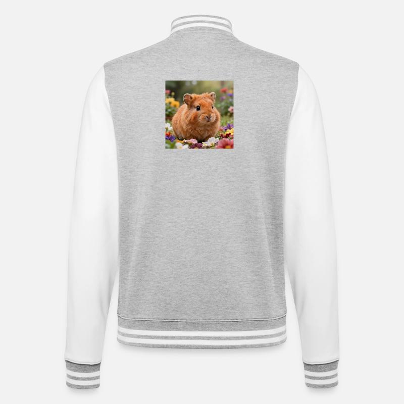 Blumiger Hamstertraum - College-Sweatjacke - Grau meliert/Weiß