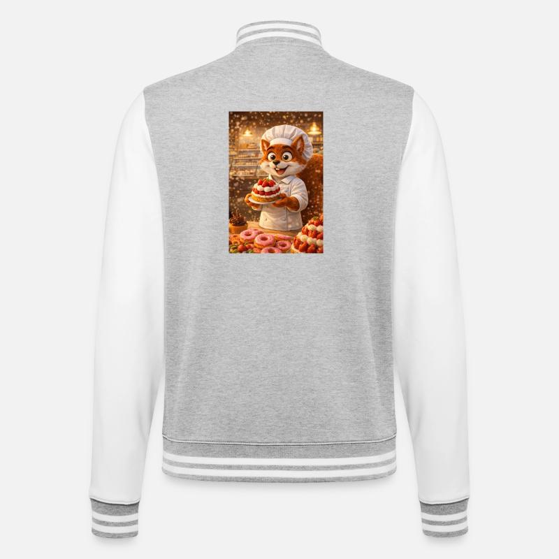 Herr l'écureuil Konditor, Gourmetatmosphäre - College-Sweatjacke - Grau meliert/Weiß