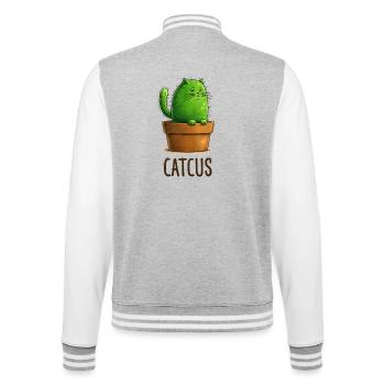Catcus – Kaktuskatze mit Attitude - College-Sweatjacke - Grau meliert/Weiß - Hinten - Marisol (170cm)