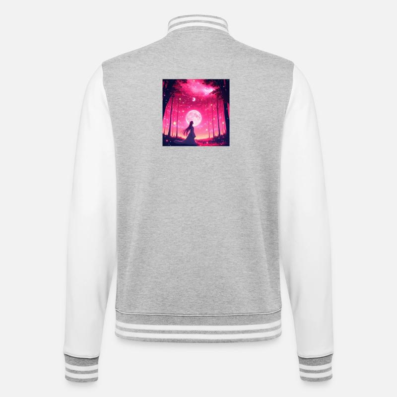 Moonlit Dream Forest - College Sweat Jacket - heather grey/white