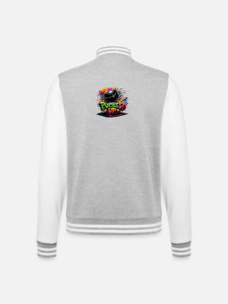 Pucked Up Graffiti Puck - College Sweat Jacket - heather grey/white
