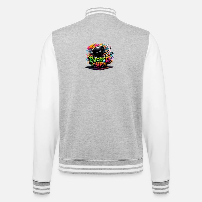 Pucked Up Graffiti Puck - College-Sweatjacke - Grau meliert/Weiß