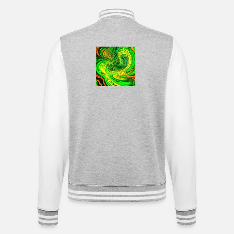 La couleur psychédélique tourbillonne en vert - Veste Teddy - gris chiné / blanc