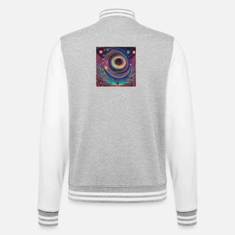 Kosmischer Augenvortex - College-Sweatjacke - Grau meliert/Weiß
