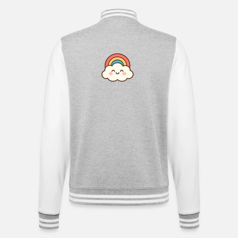 Cloud Smile Regenbogen - College-Sweatjacke - Grau meliert/Weiß