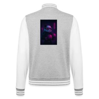 Panda Neon Boxer in Cyberpunk Look - College Sweat Jacket - heather grey/white - Back - Marisol (170cm)