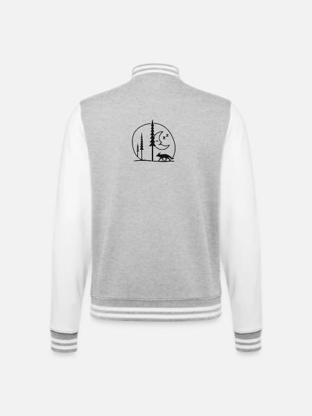 Mondnächtliche Fuchs-Wald Silhouette Fans geschenk - College-Sweatjacke - Grau meliert/Weiß