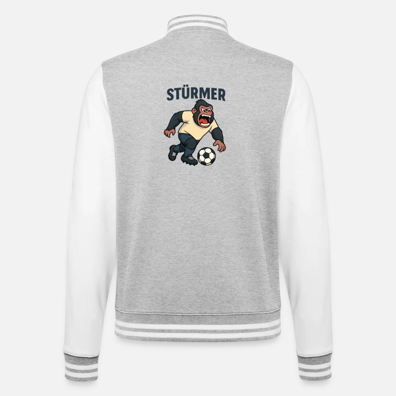 Tempête de football Singe Attaquant - Veste Teddy - gris chiné / blanc