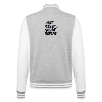 Eat Sleep Squat Repeat - College Sweat Jacket - heather grey/white - Back - Marisol (170cm)