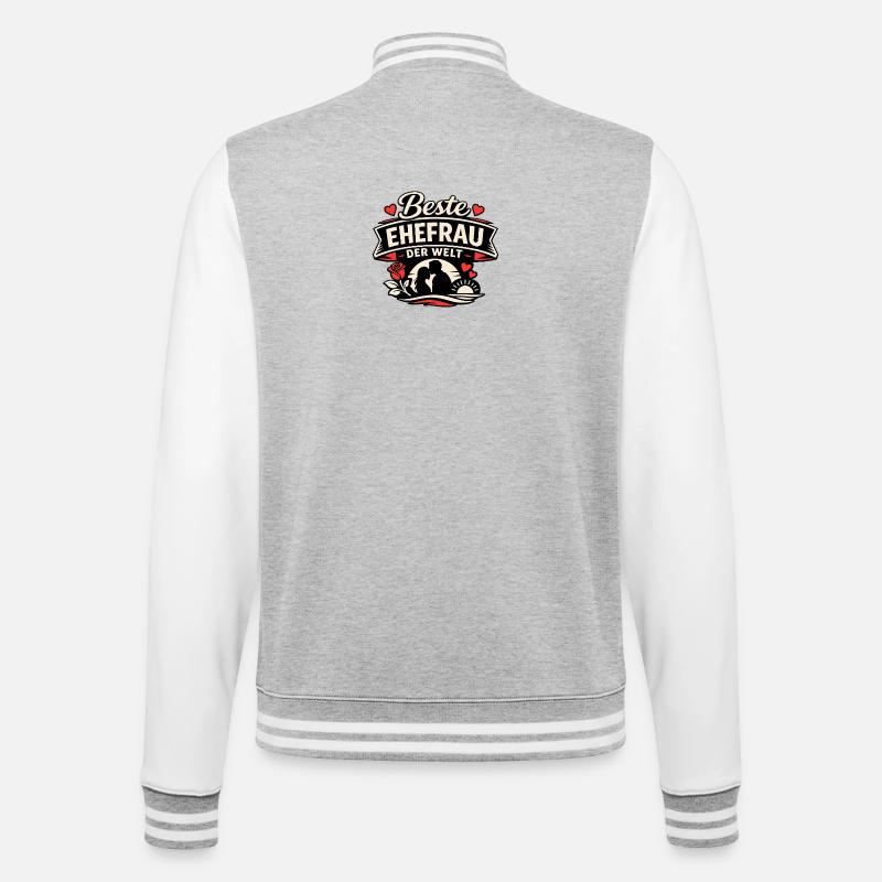 Beste Ehefrau der Welt - College-Sweatjacke - Grau meliert/Weiß