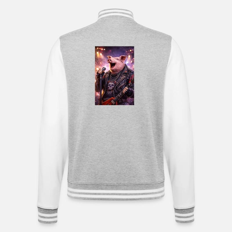 RockyZoo45 - College-Sweatjacke - Grau meliert/Weiß