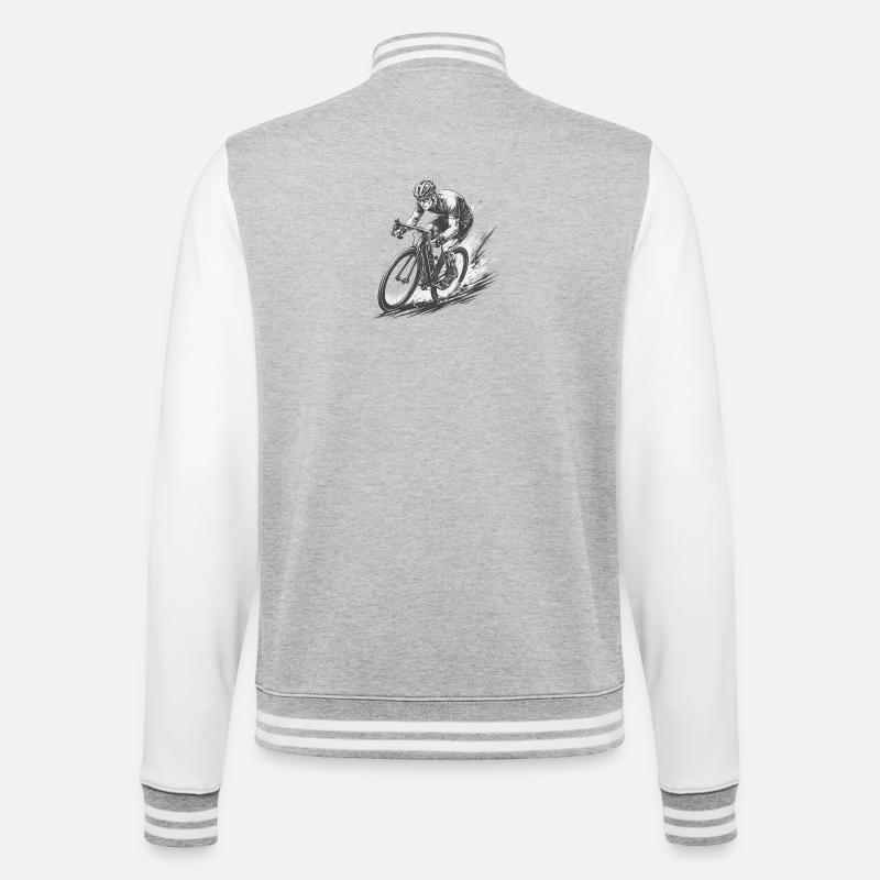 Rennradprofi im Comic-Ink Stil - College-Sweatjacke - Grau meliert/Weiß