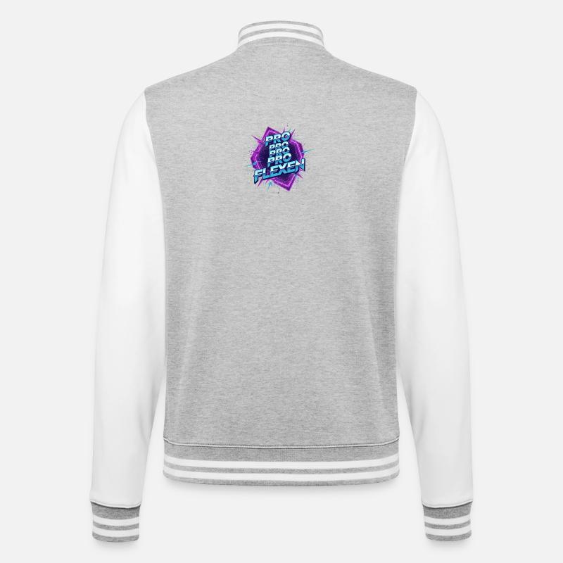 Neon Retro ProFlexen - College-Sweatjacke - Grau meliert/Weiß