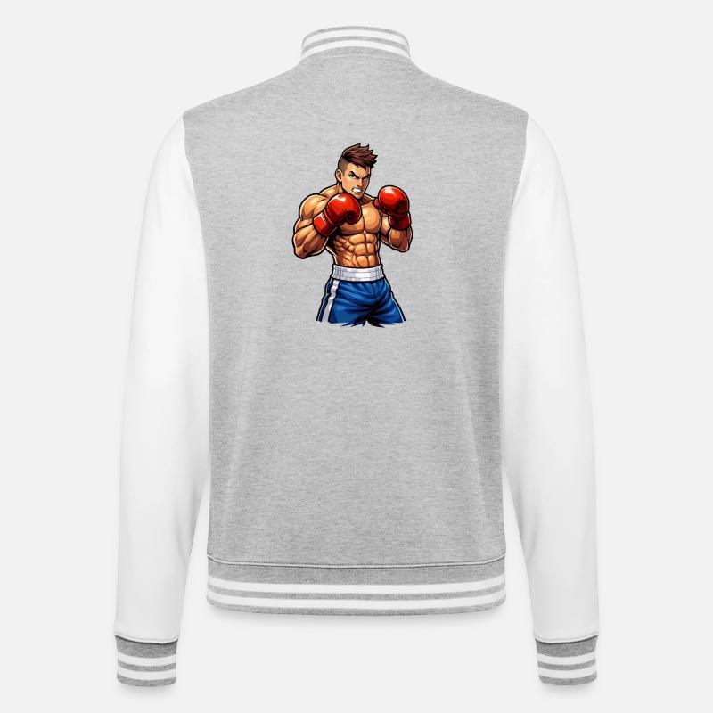 Boxer Boxing Kämpfer - College-Sweatjacke - Grau meliert/Weiß