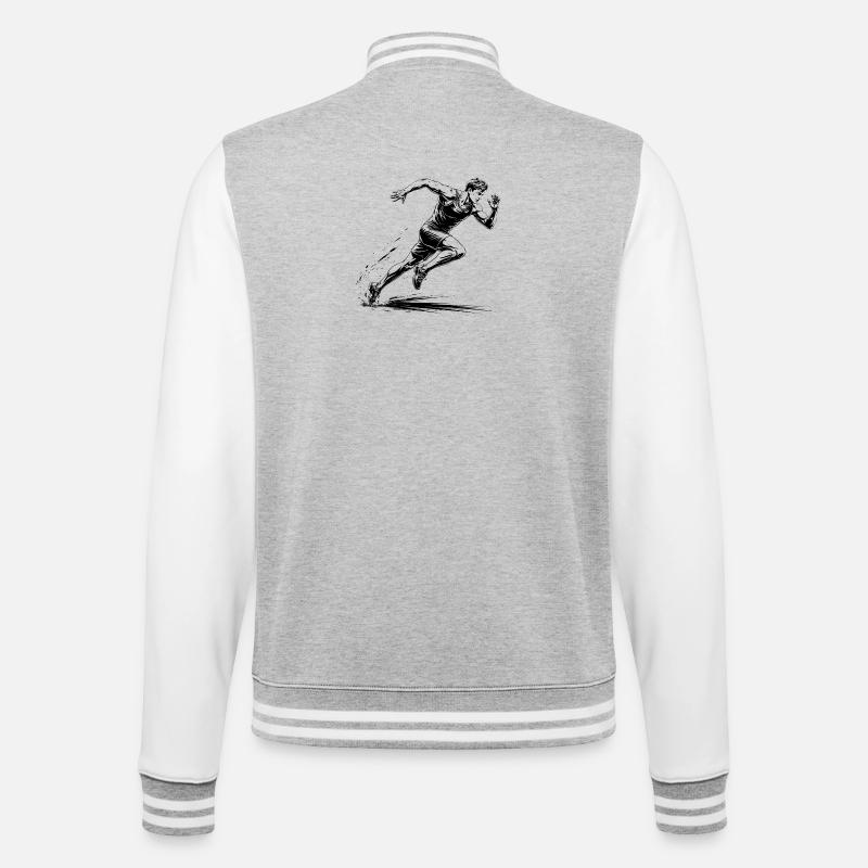 100m Sprinter Action Illustration - College-Sweatjacke - Grau meliert/Weiß