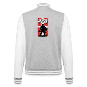 Dänische Wikinger – Wikingerkrieger-Dänische Flagge - College-Sweatjacke - Grau meliert/Weiß - Hinten - Marisol (170cm)