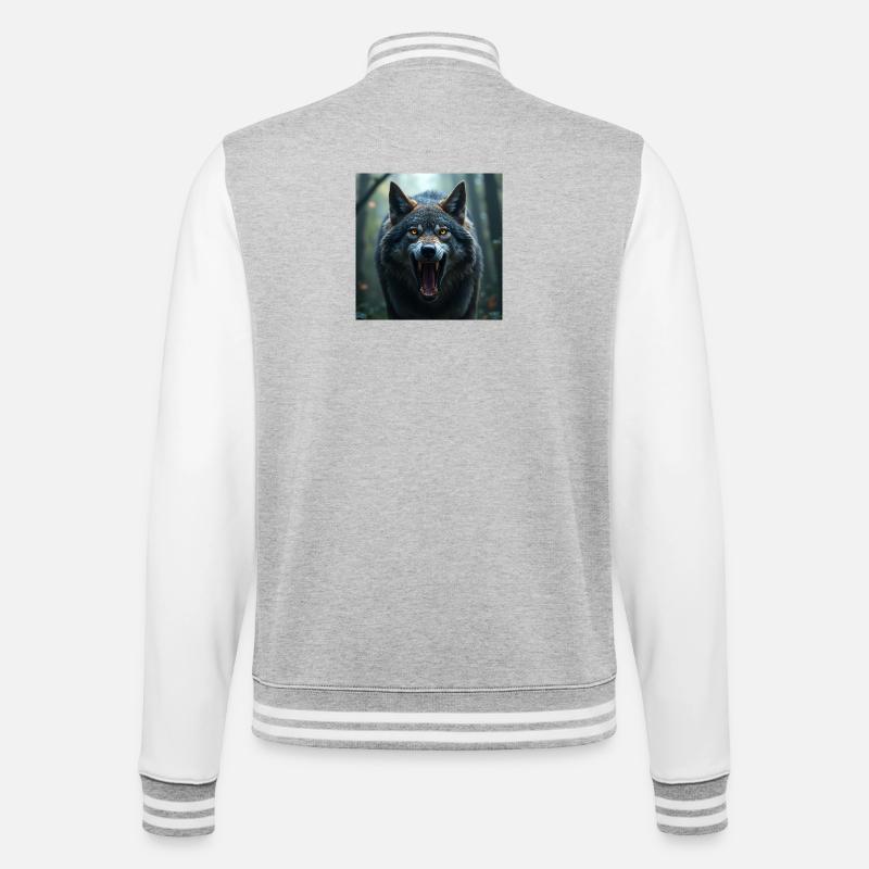 Aggressive wolf - College Sweat Jacket - heather grey/white