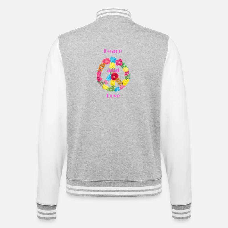 Signe de paix des Fleurs - Veste Teddy - gris chiné / blanc