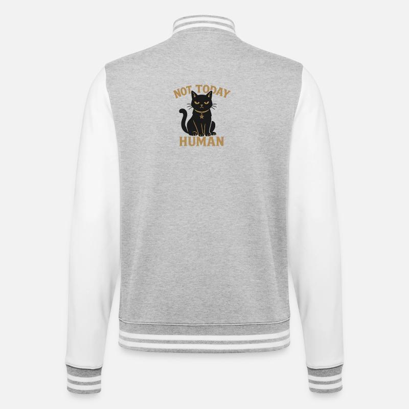 Pas aujourd’hui sarcasme chat noir humain - Veste Teddy - gris chiné / blanc
