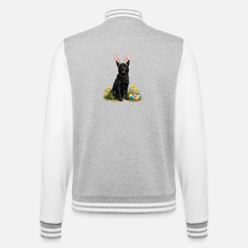 Easter Dog with Bunny Ears & Eggs - College Sweat Jacket - heather grey/white
