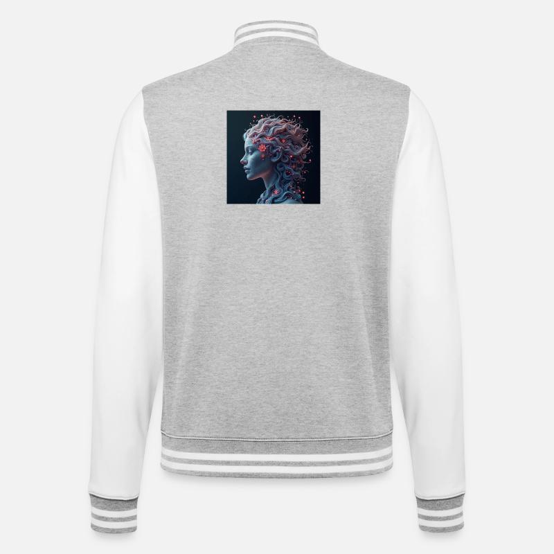 Verspielte weibliche Kunst - College-Sweatjacke - Grau meliert/Weiß