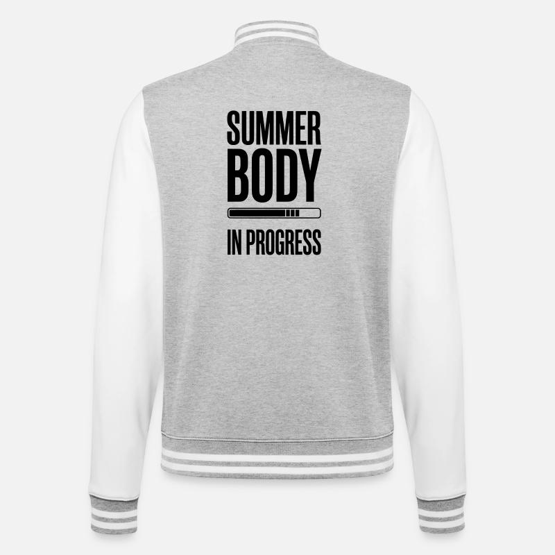 Summer Body in Progress – Motivationsstudio-Zitat - College-Sweatjacke - Grau meliert/Weiß