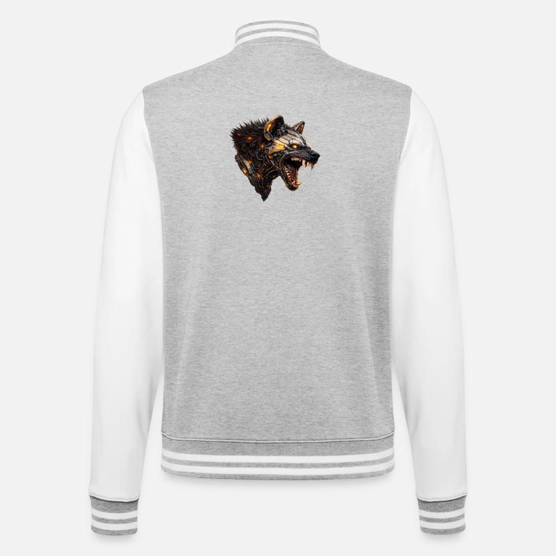 Mechanical hyaena head with luminous accents - College Sweat Jacket - heather grey/white