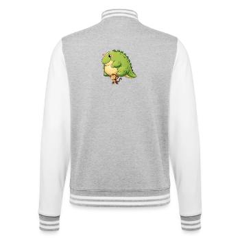 Monkey carrying dinosaur - College Sweat Jacket - heather grey/white - Back - Marisol (170cm)