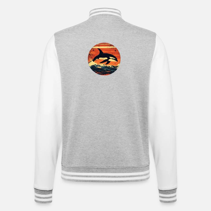 Orca - College-Sweatjacke - Grau meliert/Weiß