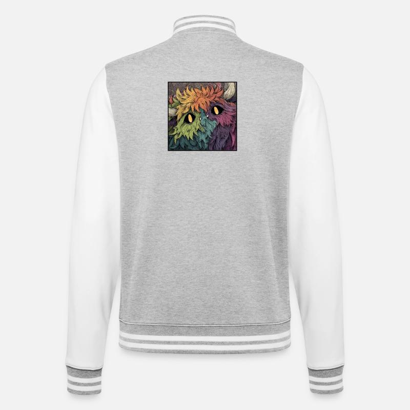 Regenbogenmonster Farbenspiel - College-Sweatjacke - Grau meliert/Weiß