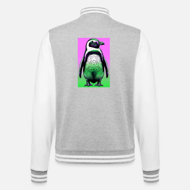 Pinguin - College-Sweatjacke - Grau meliert/Weiß
