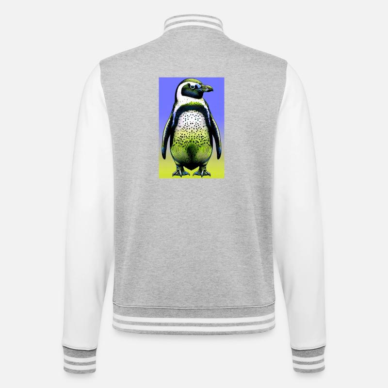 Pinguin - College-Sweatjacke - Grau meliert/Weiß