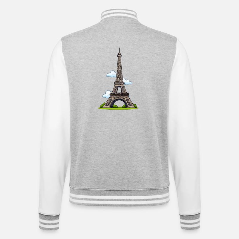 Tour Eiffel style dessin animé - Veste Teddy - gris chiné / blanc