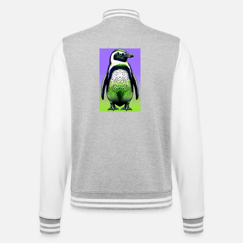 Pinguin - College-Sweatjacke - Grau meliert/Weiß