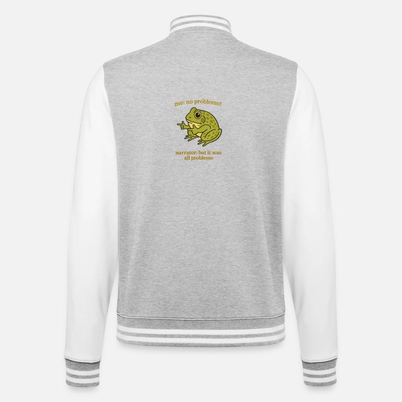 Frosch Sprüche Problemo Remix - College-Sweatjacke - Grau meliert/Weiß