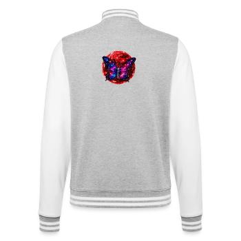 Red Planet Energy – Kosmischer Schmetterling - College-Sweatjacke - Grau meliert/Weiß - Hinten - Marisol (170cm)