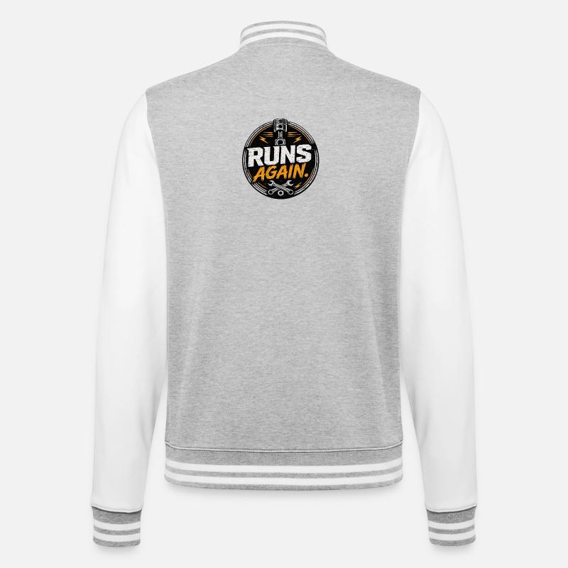 Runs Again Engine Revival Badge - College Sweat Jacket - heather grey/white