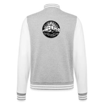 Christian Cross Motif - College Sweat Jacket - heather grey/white - Back - Marisol (170cm)