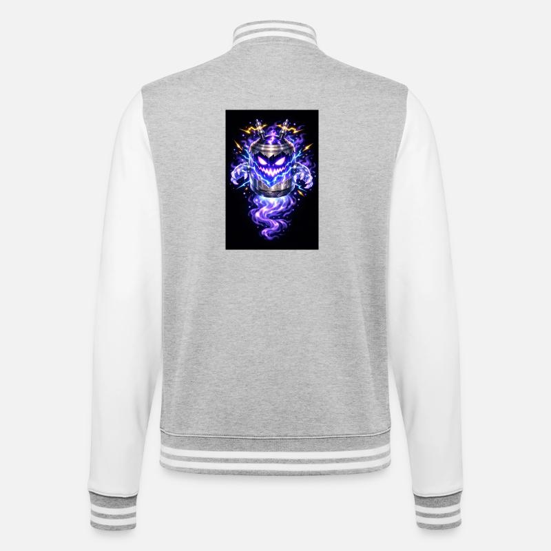 Blitzkürbis Dämon - College-Sweatjacke - Grau meliert/Weiß